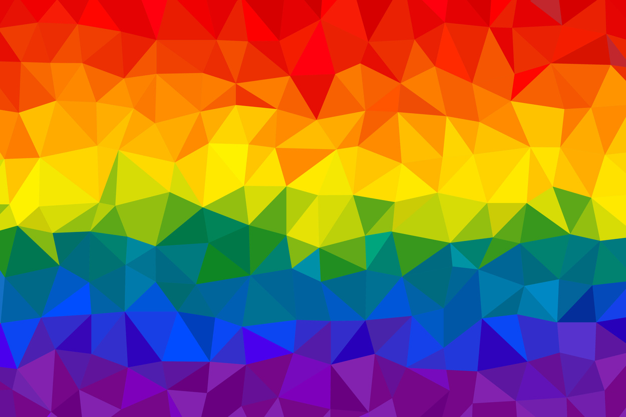Low Poly Rainbow Background. Polygonal Gay Pride LGBTQ Flag